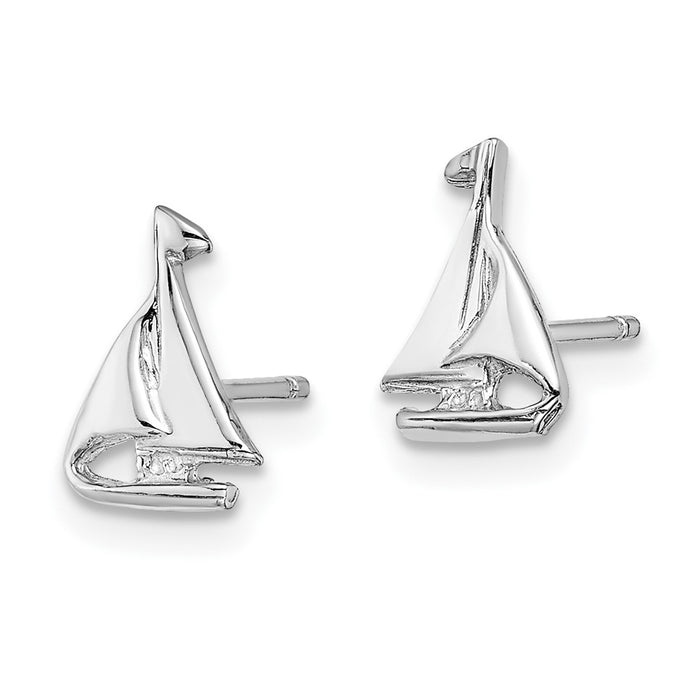 Buy Stylish 14K White Gold Small Sailboat Stud Earrings - Affordable Luxury-2