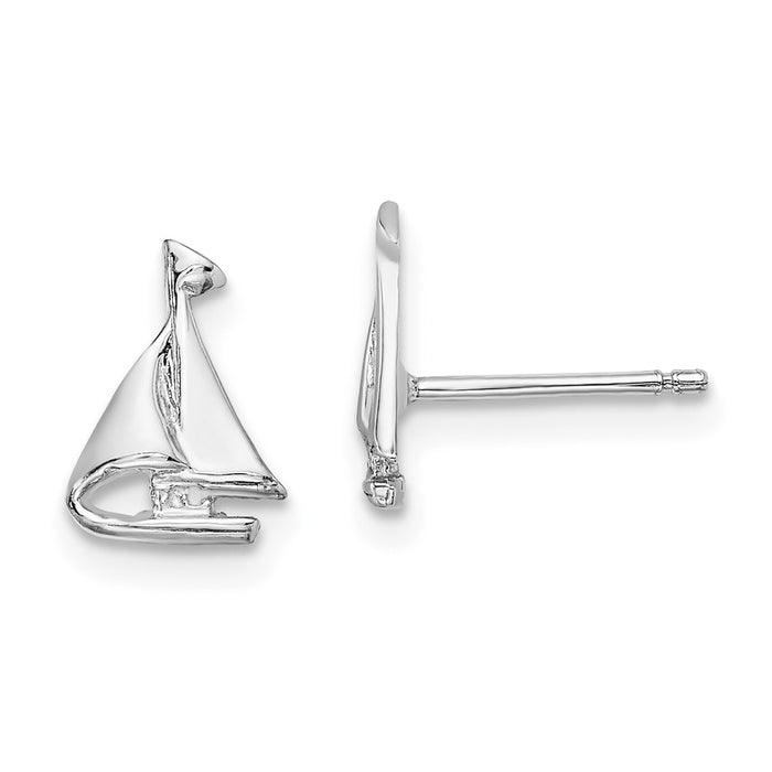 Buy Stylish 14K White Gold Small Sailboat Stud Earrings - Affordable Luxury-1