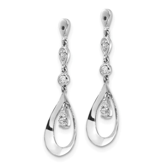Buy Stylish 14K White Gold Teardrop Earring Jackets with 1/8 Carat Diamonds