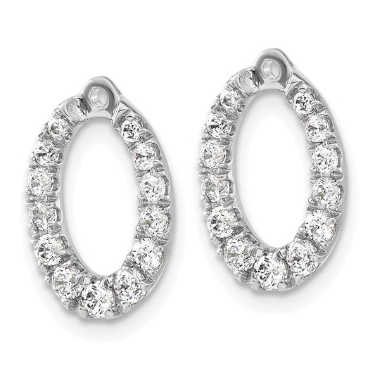 Shop Stylish 14K White Gold Oval Earring Jackets with 5/8 Carat Diamonds