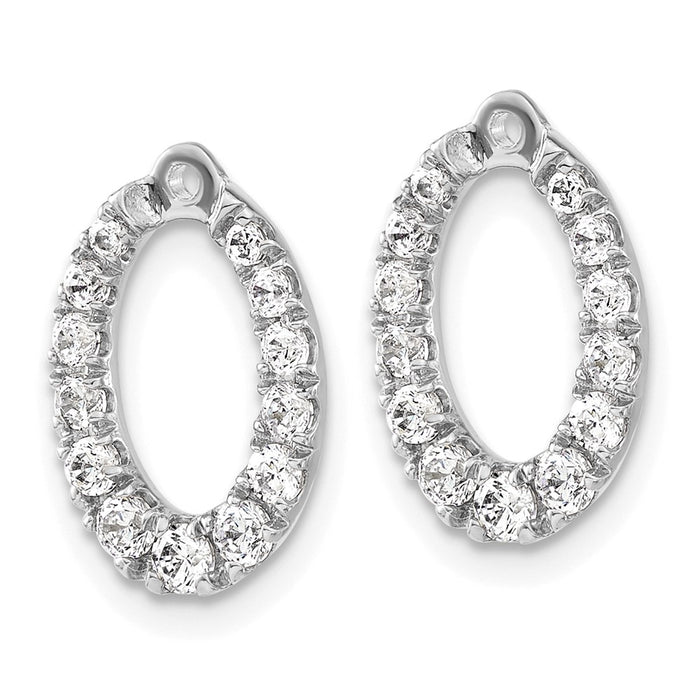 Shop Stylish 14K White Gold Oval Earring Jackets with 5/8 Carat Diamonds-2