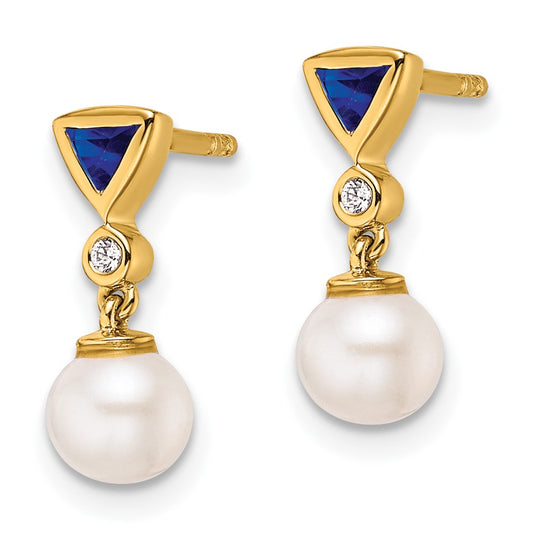 Shop Exclusive 14K Gold Dangle Earrings with Diamonds & Sapphires - Stylish Value