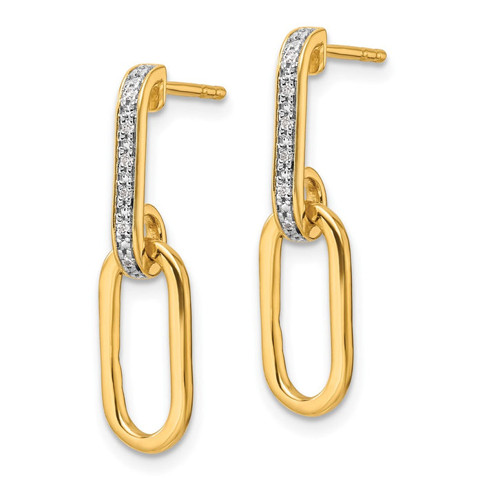 Buy Stylish 14K Gold Polished Diamond Paperclip Link Dangle Earrings-2