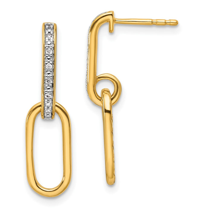Buy Stylish 14K Gold Polished Diamond Paperclip Link Dangle Earrings-1