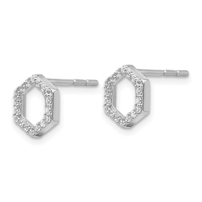 High-quality 14K White Gold Hexagon Earrings | 1/5 Carat Lab-Grown Diamonds, Affordable Price-2