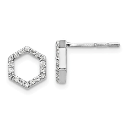High-quality 14K White Gold Hexagon Earrings | 1/5 Carat Lab-Grown Diamonds, Affordable Price