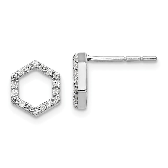 High-quality 14K White Gold Hexagon Earrings | 1/5 Carat Lab-Grown Diamonds, Affordable Price-1
