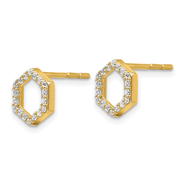 Shop Designer 14K Gold Hexagon Post Earrings with 1/5 Carat Lab-Grown Diamonds-2