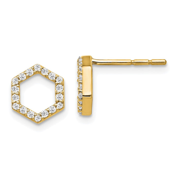 Shop Designer 14K Gold Hexagon Post Earrings with 1/5 Carat Lab-Grown Diamonds-1