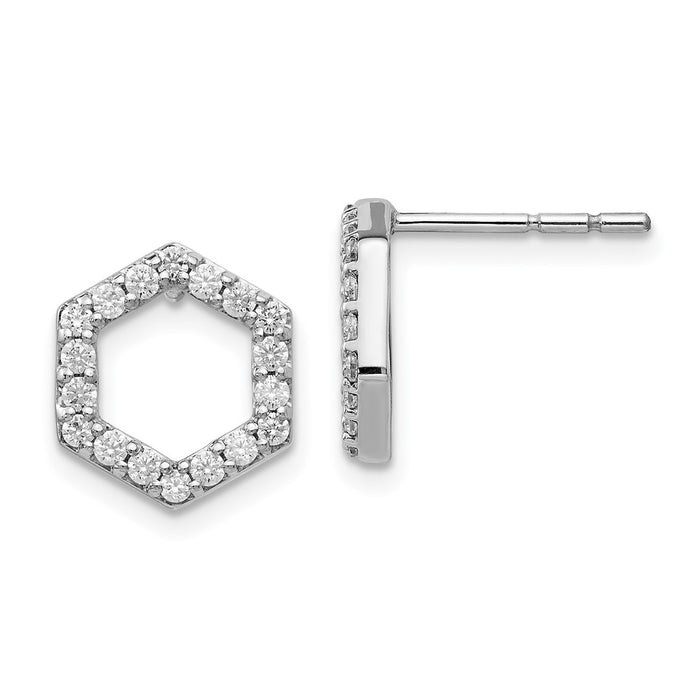 Exclusive 14K White Gold Hexagon Earrings | 1/2 Carat Lab-Grown Diamonds-1