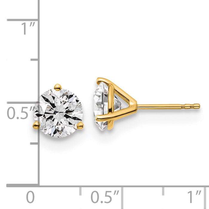 Buy Exclusive 14K Yellow Gold 3 Carat Lab Grown Diamond Stud Earrings - Stylish Design-3