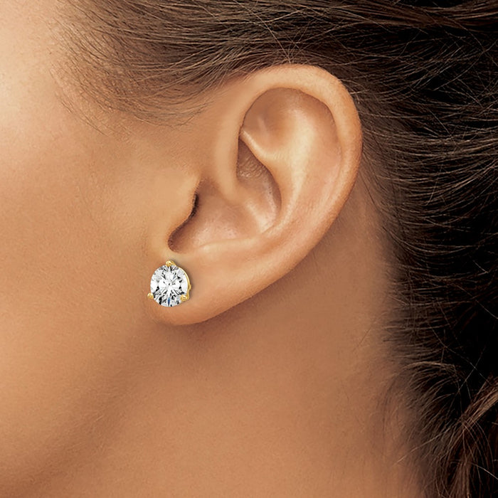 Shop Exclusive 14K Yellow Gold 6 Carat Lab-Grown Diamond 3-Prong Stud Earrings-3