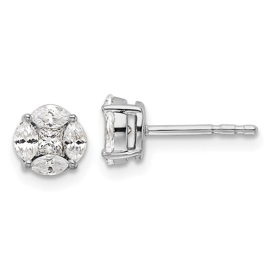 Buy Designer 14K White Gold 1/2 Carat Lab-Grown Diamond Halo Earrings