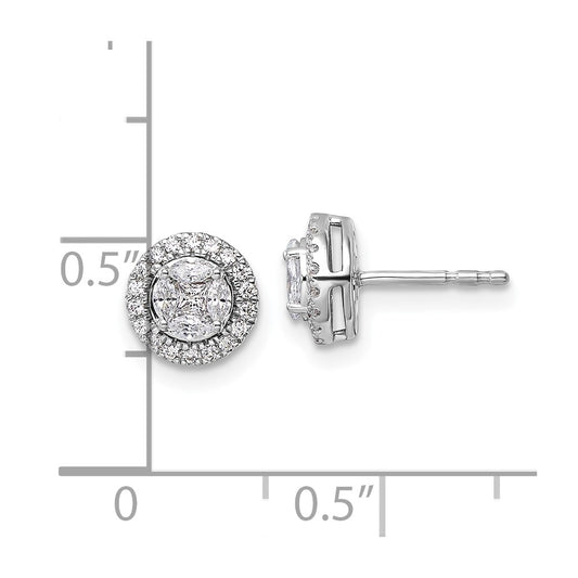 Buy Exclusive 14K White Gold 1/2 Carat Lab-Grown Diamond Halo Earrings - Stylish Design!