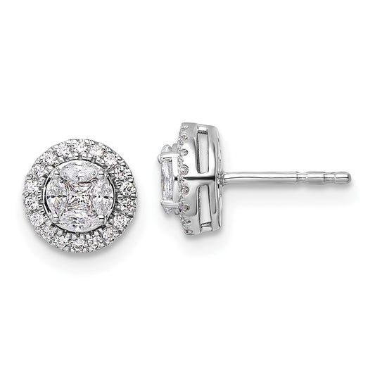 Buy Exclusive 14K White Gold 1/2 Carat Lab-Grown Diamond Halo Earrings - Stylish Design!