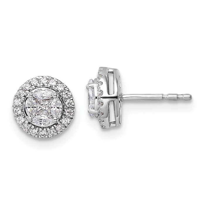Buy Exclusive 14K White Gold 1/2 Carat Lab-Grown Diamond Halo Earrings - Stylish Design!-1