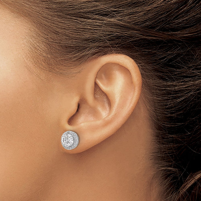 Shop Exclusive 14K White Gold 1 Carat Lab-Grown Diamond Halo Earrings-3