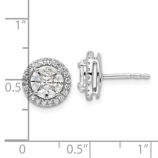 Shop Exclusive 14K White Gold 1 Carat Lab-Grown Diamond Halo Earrings