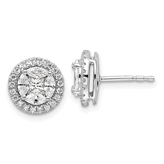 Shop Exclusive 14K White Gold 1 Carat Lab-Grown Diamond Halo Earrings