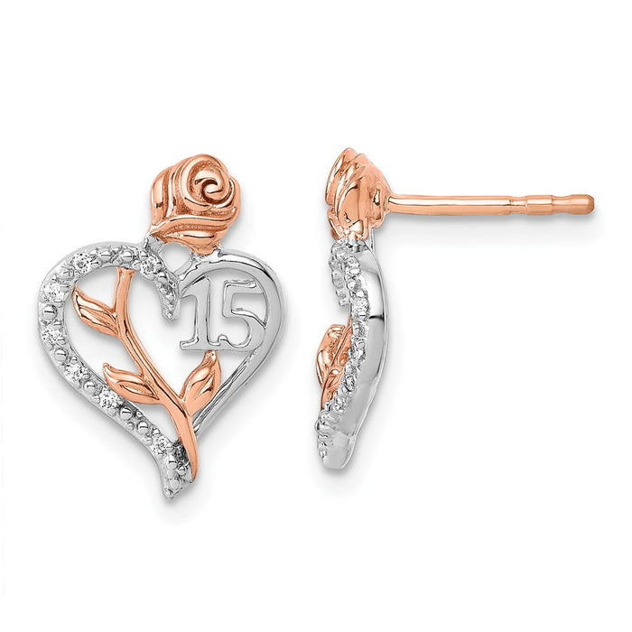 Buy Exclusive 14K White & Rose Gold Heart-Shaped Diamond Earrings - Stylish Value-1
