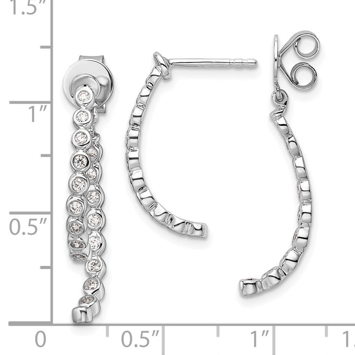 Exclusive 14K White Gold Diamond Dangle Earrings - Stylish Double-Sided Design-3