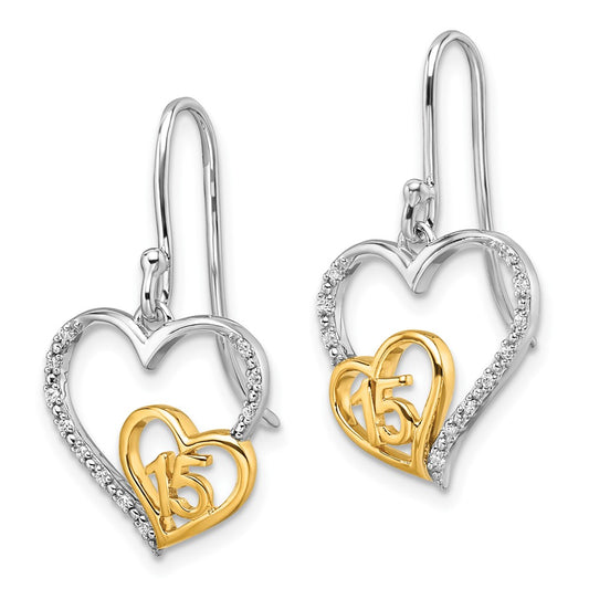 Shop Stylish 14K Two-Tone Polished Diamond Heart Dangle Earrings - Quinceaera