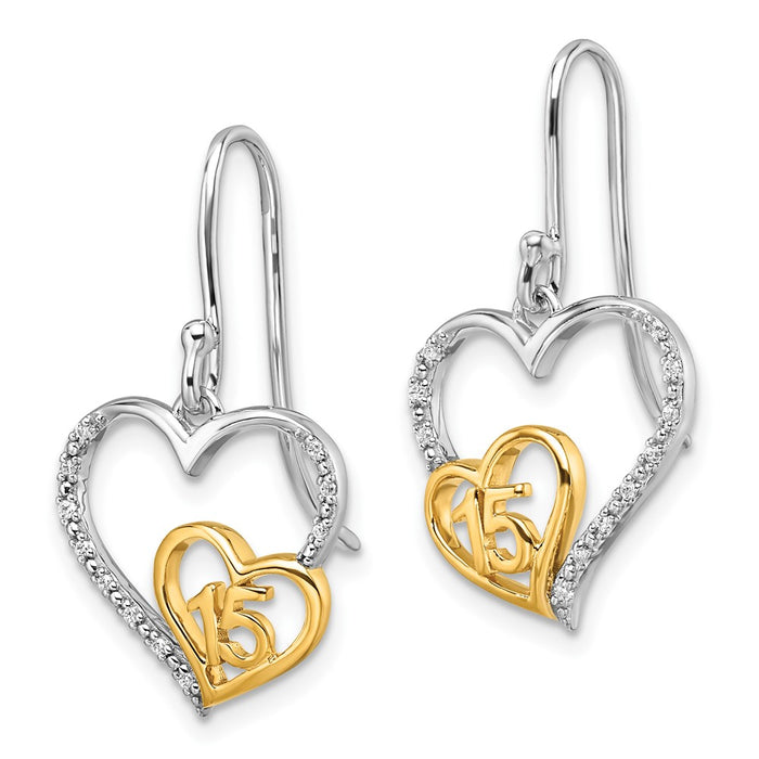 Shop Stylish 14K Two-Tone Polished Diamond Heart Dangle Earrings - Quinceaera-2