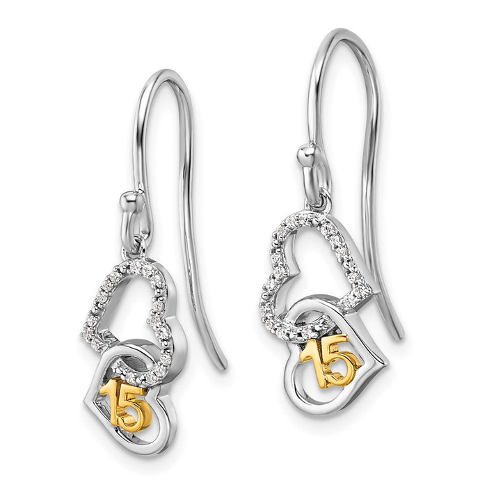Shop Exclusive 14K Two-Tone Diamond Double Heart Dangle Earrings - Stylish & Affordable!-2