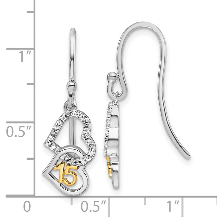 Shop Exclusive 14K Two-Tone Diamond Double Heart Dangle Earrings - Stylish & Affordable!-3