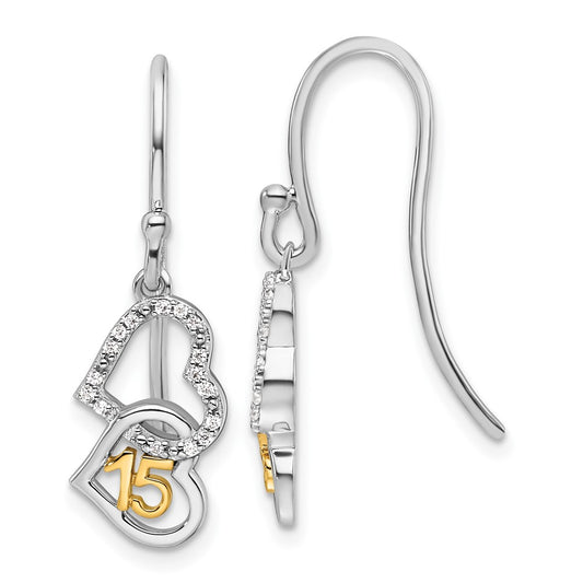 Shop Exclusive 14K Two-Tone Diamond Double Heart Dangle Earrings - Stylish & Affordable!