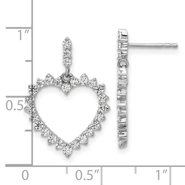 Shop Exclusive 14K White Gold Heart Dangle Earrings - 1 Carat Lab-Grown Diamond-4