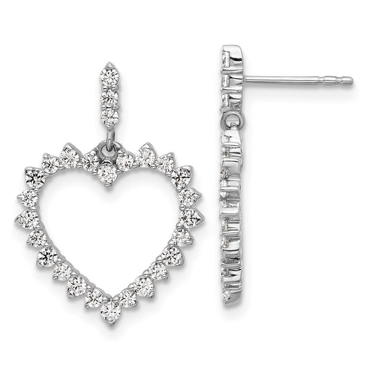 Shop Exclusive 14K White Gold Heart Dangle Earrings - 1 Carat Lab-Grown Diamond