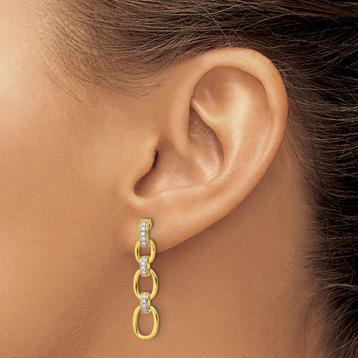 Shop Stylish 14K Gold Dangle Earrings with 1/6 Carat Lab-Grown Diamonds-3