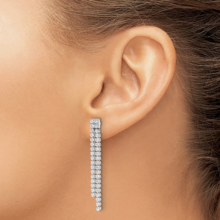 High-Quality 1.875 Carat Lab-Grown Diamond Dangle Earrings in 14K White Gold-3