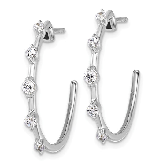 Exclusive 14K White Gold C-Hoop Earrings with 3/8 Carat Lab-Grown Diamonds
