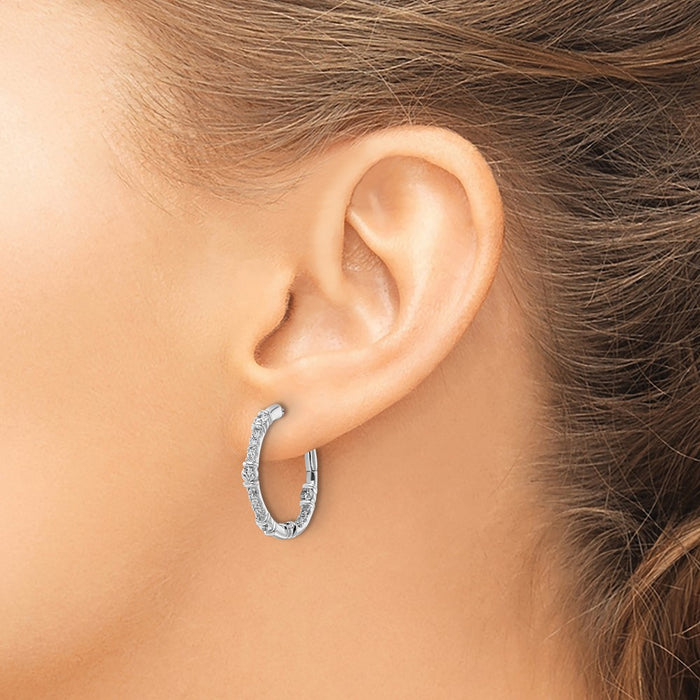 Buy Stylish 14K White Gold Hoop Earrings with 3/4 Carat Lab-Grown Diamonds-3