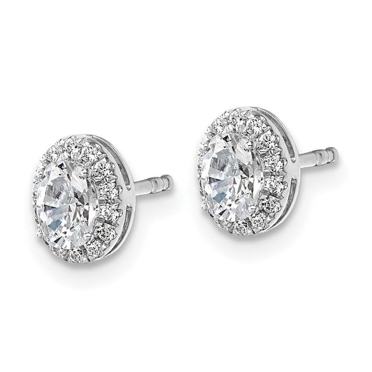Shop Exclusive 14K White Gold Oval Halo Earrings with 5/8 Carat Diamonds