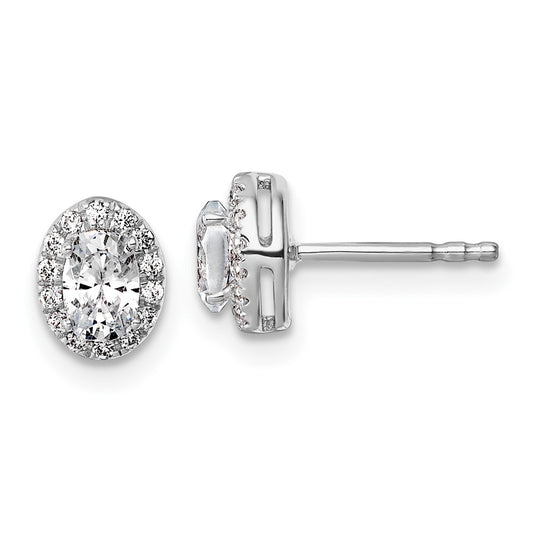 Shop Exclusive 14K White Gold Oval Halo Earrings with 5/8 Carat Diamonds