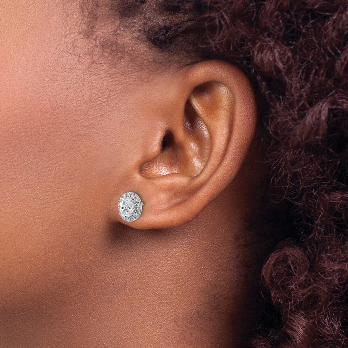 Exclusive 14K White Gold Oval Halo Earrings | 1 Carat Lab-Grown Diamond Value-3