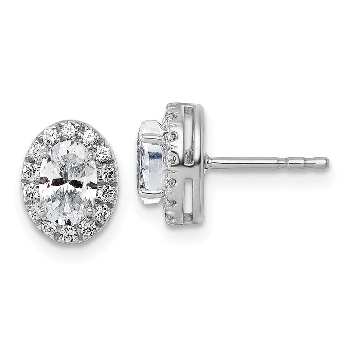 Buy 14K White Gold Oval Halo Earrings with 1/4 Carat Lab-Grown Diamond-1