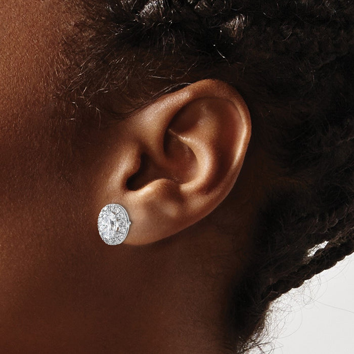 Buy Exclusive 14K White Gold Semi-Mount Oval Halo Earrings, 2.5 Carat Diamonds-3