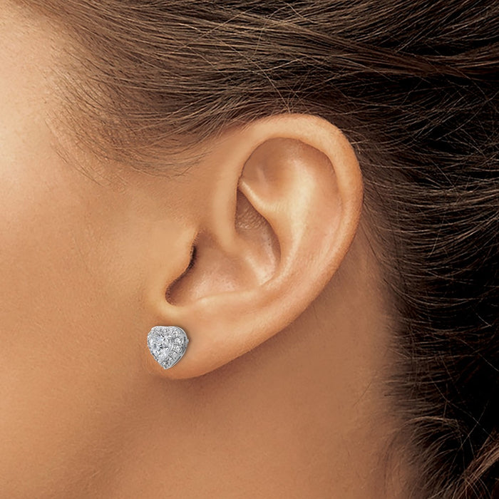 Exclusive 14K White Gold Heart Halo Earrings - 1.25 Carat Lab-Grown Diamonds-3
