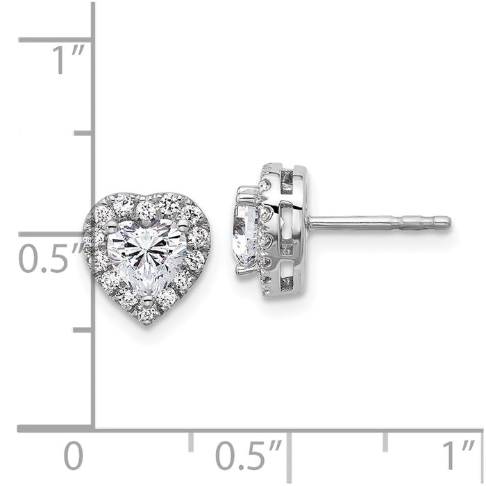 Exclusive 14K White Gold Heart Halo Earrings - 1.25 Carat Lab-Grown Diamonds-5