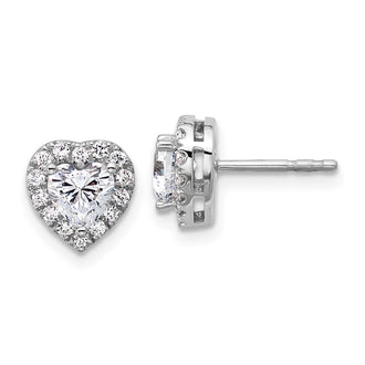 High-Quality 14K White Gold Heart Halo Earrings with 1/4 Carat Lab-Grown Diamonds - Stylish Value!