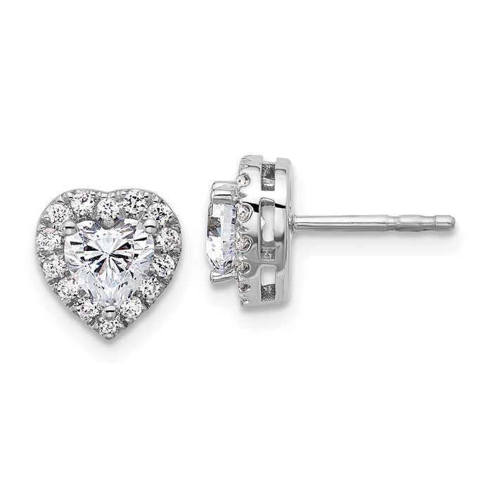 Exclusive 14K White Gold Heart Halo Earrings - 1.25 Carat Lab-Grown Diamonds-1