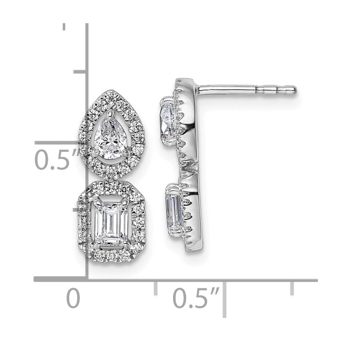 Buy Stylish 14K White Gold Two-Stone Dangle Halo Earrings - 7/8 Carat Lab-Grown Diamonds-4