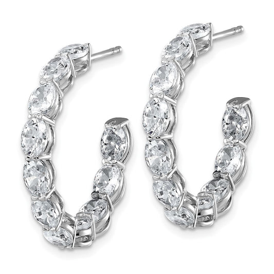 Shop Exclusive 14K White Gold 6-Carat Lab-Grown Diamond Oval Hoop Earrings