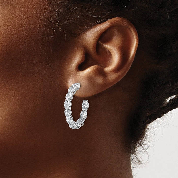 Shop Exclusive 14K White Gold 6-Carat Lab-Grown Diamond Oval Hoop Earrings-3