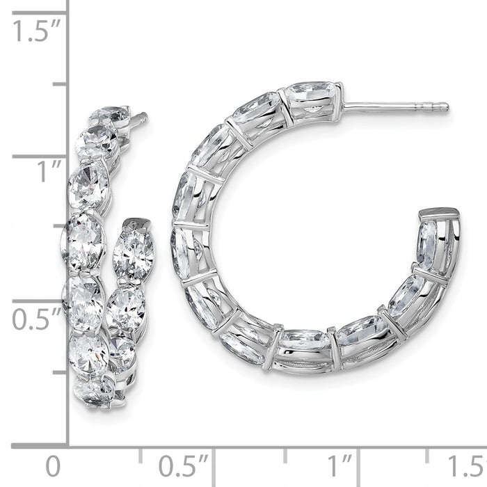 Shop Exclusive 14K White Gold 6-Carat Lab-Grown Diamond Oval Hoop Earrings-4