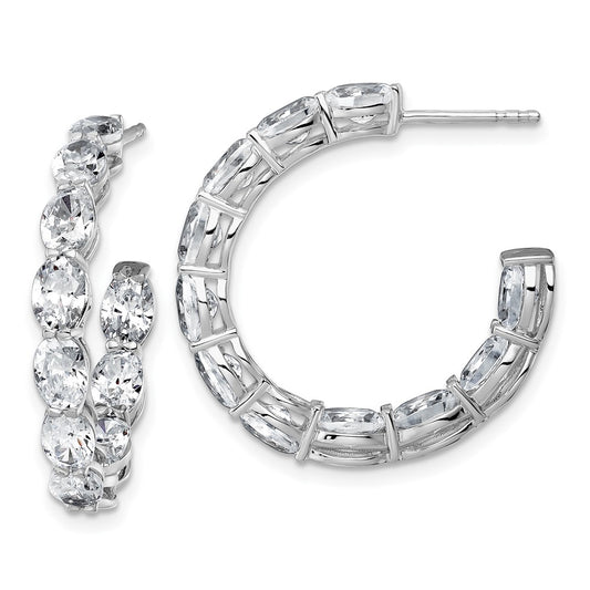 Shop Exclusive 14K White Gold 6-Carat Lab-Grown Diamond Oval Hoop Earrings